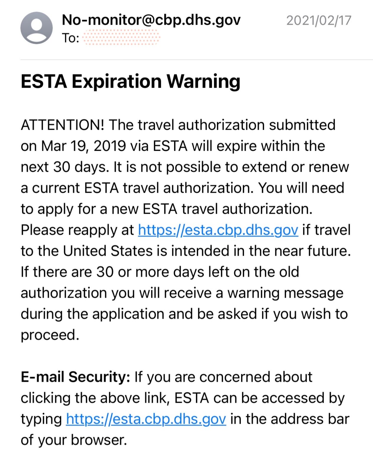 【ESTA Expiration Warning】メール（ESTA期限切れ通知）が届いたら注意！必ず確認したいこと